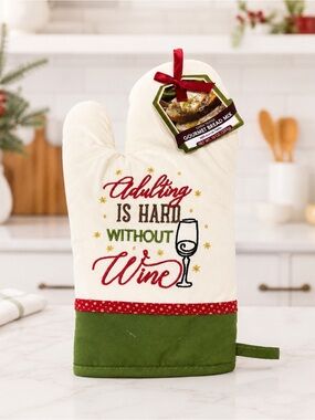 Adulting Is Hard Without Wine Ove Mitt Christmas Gift NEW